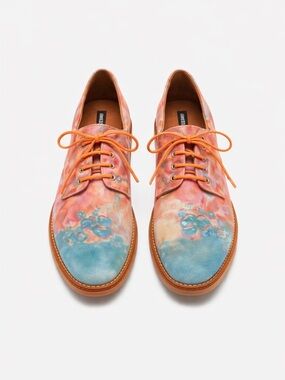 Miista Beige Rubber Sole Shoes with Coral Accents